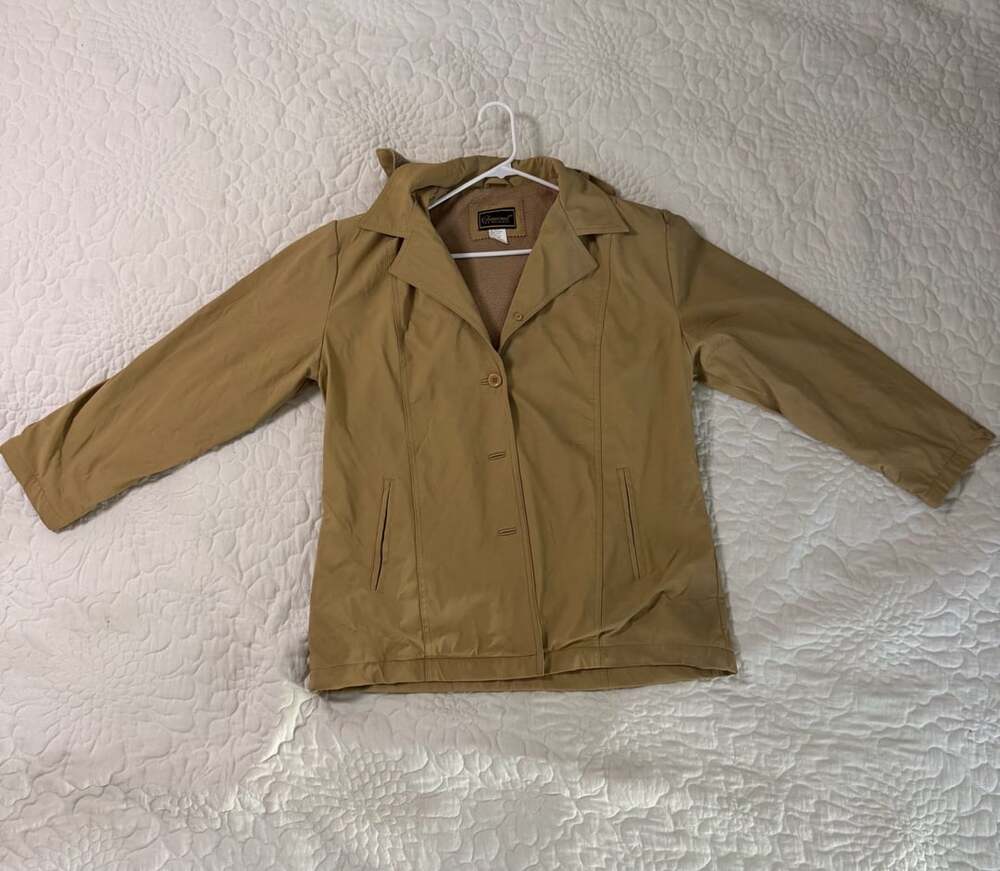 Cheneral The Original Khaki Tan Faux Shearling Lined Jacket Coat with Hood Women